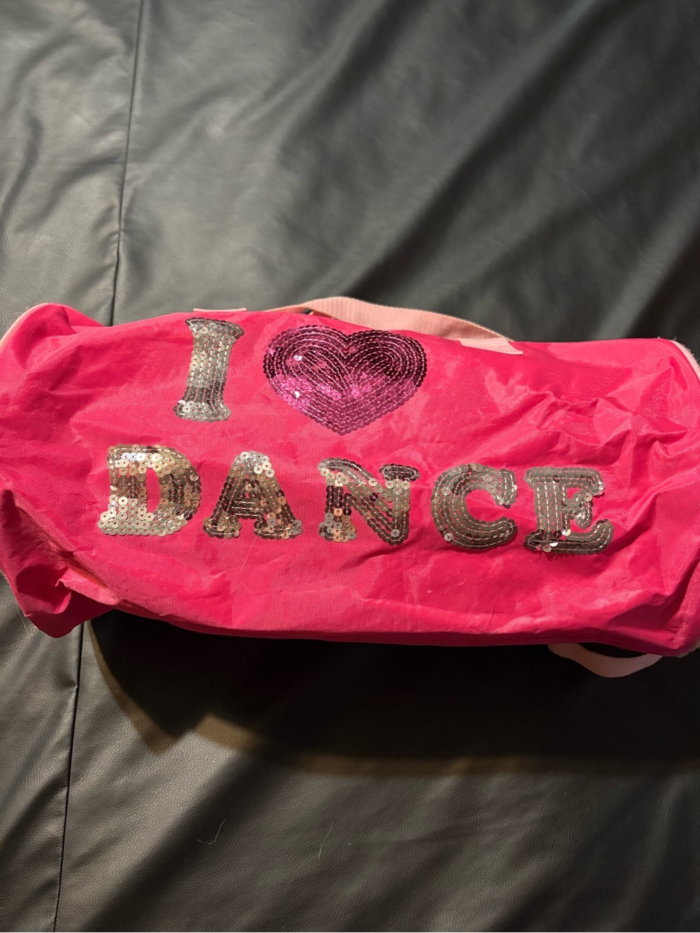 I Love Dance Pink Sequin Duffle Bag